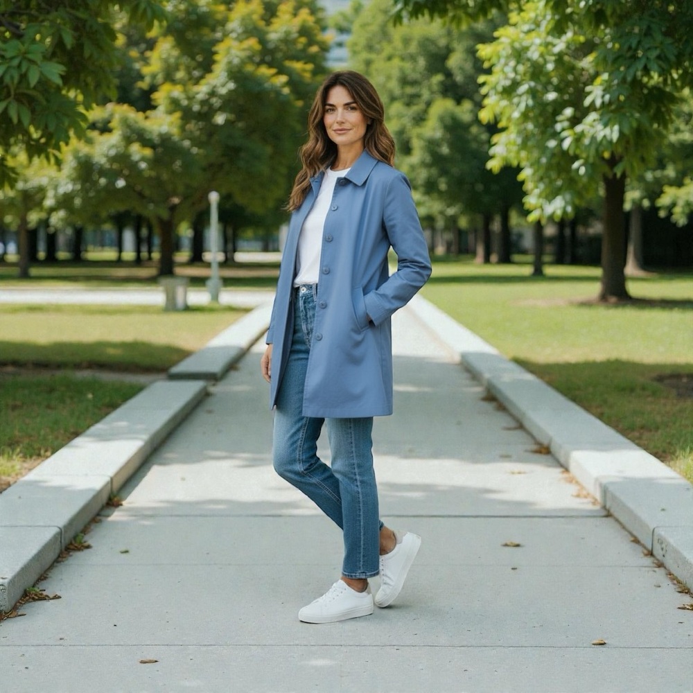 Coach Light Blue Short Trench - Picture 1 of 11